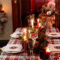 Preview: Paviot Servietten Cerf Brodé, red, green with white deer, style table